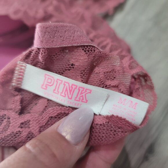 Victoria's Secret PINK pink dusty rose Lace Bralette size M Mauve - Picture 3 of 5